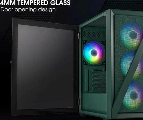 M05 Micro ATX Temperli Cam Yan Panelli Bilgisayar PC Kasası M05 Army Green