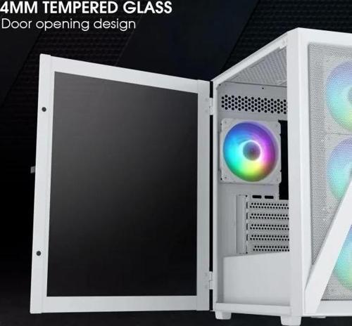 M05 Micro ATX Temperli Cam Yan Panelli Bilgisayar PC Kasası M05 White +3fans