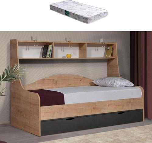 Karyola, Hera Çekmeceli Karyola Ceviz Gri + 1 Adet Comfort Yatak