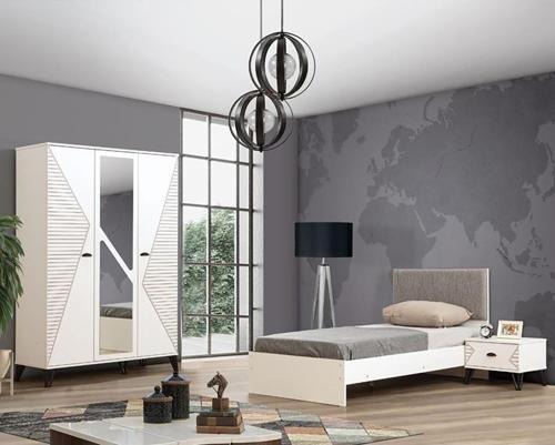 Safir Genç Odası - 3 Kapılı Dolap, Karyola, Komodin