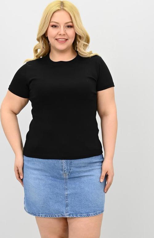 Kadın Büyük Beden Kısa Kollu Bisiklet Yaka Basic T-shirt 1965-25