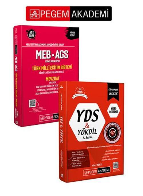 PEGEM AKADEMİ 2025 MEB-AGS Konu Anlatımlı Türk Milli Eğitim Sistemi-Mevzuat +  YDS YÖKDİL Grammar Bo