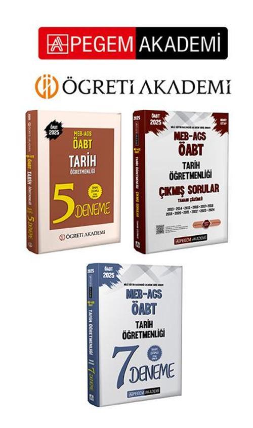 PEGEM AKADEMİ 2025 MEB AGS ÖABT Tarih Öğretmenliği Tamamı Çözümlü 5 Deneme + 2025 MEB-AGS-ÖABT Tarih