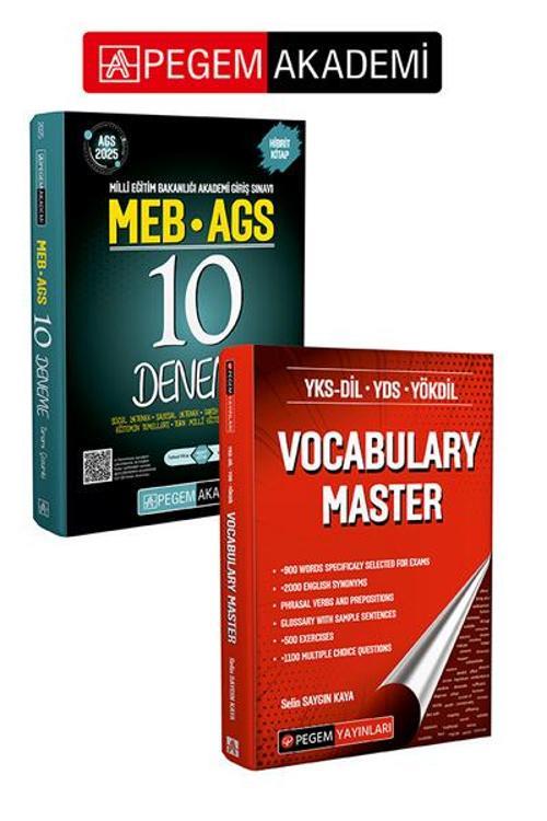 PEGEM AKADEMİ 2025 MEB-AGS Tamamı Çözümlü 10 Deneme + YKS-DİL YDS YÖKDİL Vocabulary Master Seti (2.K