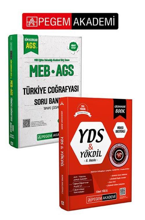 PEGEM AKADEMİ MEB AGS Kim Korkar Türkiye Coğrafyası Soru Bankası Tamamı Çözümlü +  YDS YÖKDİL Gramma