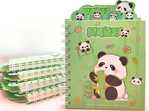 Sevimli Panda Ayraçlı A5 Not Defteri (14x18 cm) - Panda ve Bambu