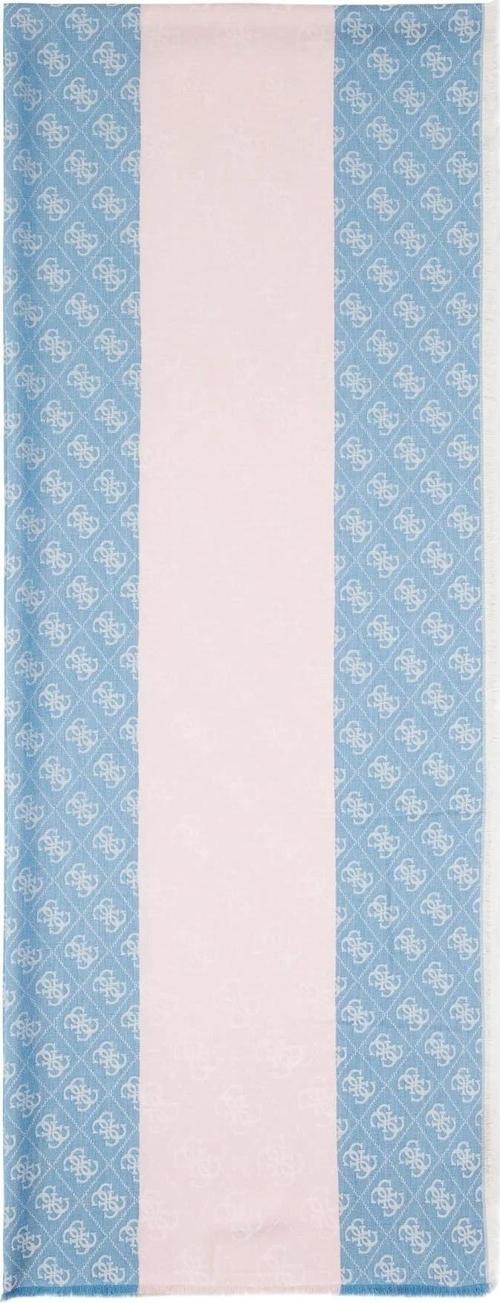 Kadın Mavi Mürdüm Viskon Logolu Şal 65x180