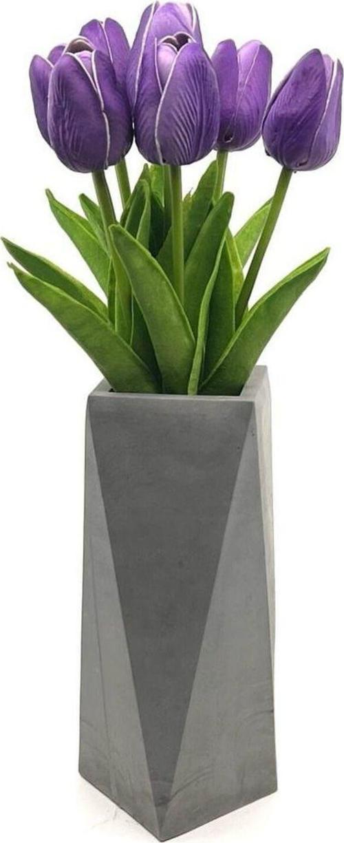 El Yapımı Beton Vazo Dekoratif Saksı Aksesuar Çiçeklik 20X7 Cm
