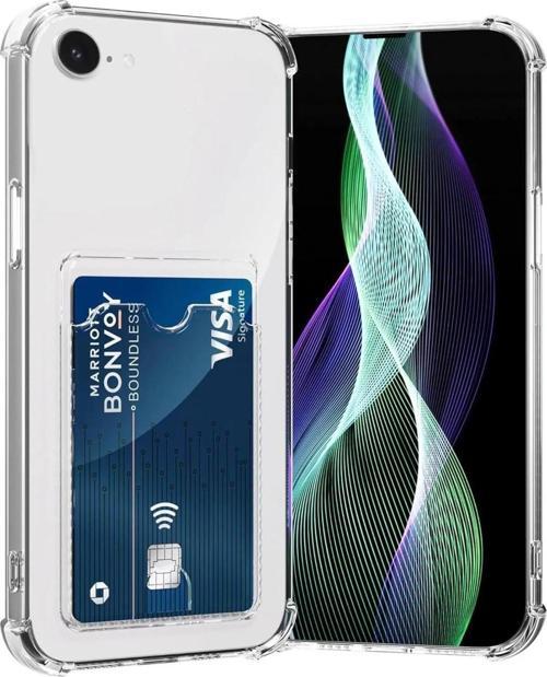 iPhone 16E Uyumlu Kamera Korumalı Şeffaf Kartlıklı Kılıf