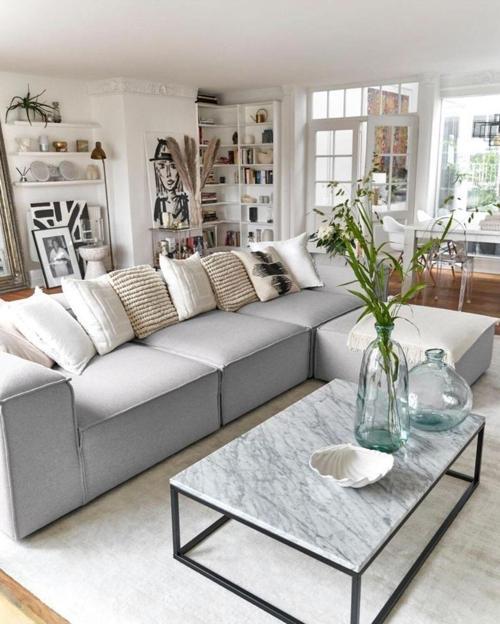Mira Relax 4 Modül Köşe Koltuk ( Gri ) Keten Kumaş
