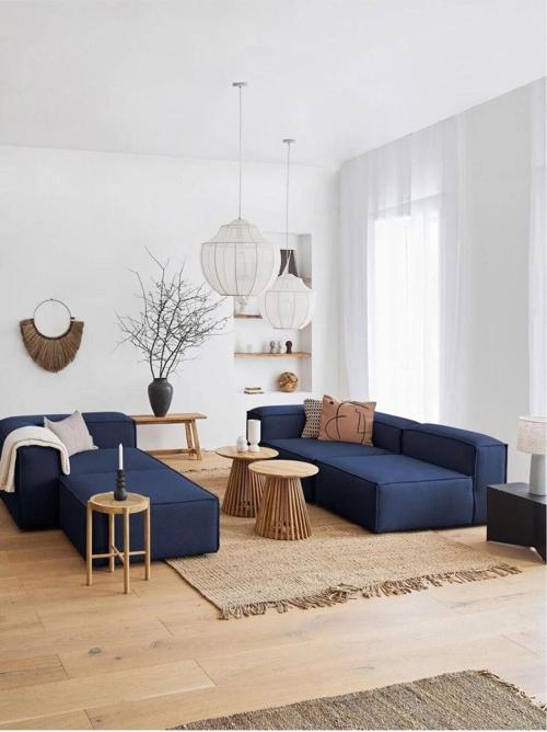 Mira Relax 4 Modül Köşe Koltuk ( Lacivert ) Keten Kumaş