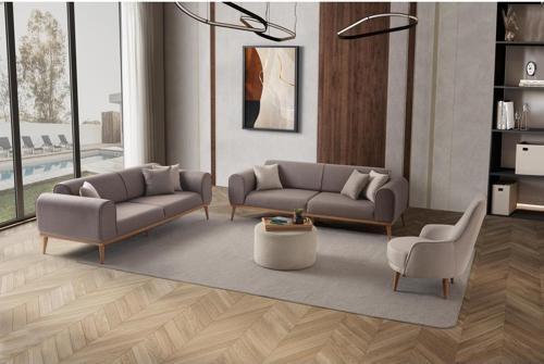 Rebull 3+3+1+1 Koltuk Takımı Kahverengi + Sütlü Kahve