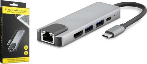 Hdx7831 Type-C Hdtv Combo Hdmi 4K 30Hz + Type-C + 2-Usb3.0 + Lan 5İn1 Gri