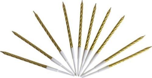 Burgulu Pasta Mumu Altın Renkli  10 Lu 12 cm