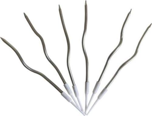 Eğik Pasta Mumu Gümüş Renkli  6 lı 14 cm