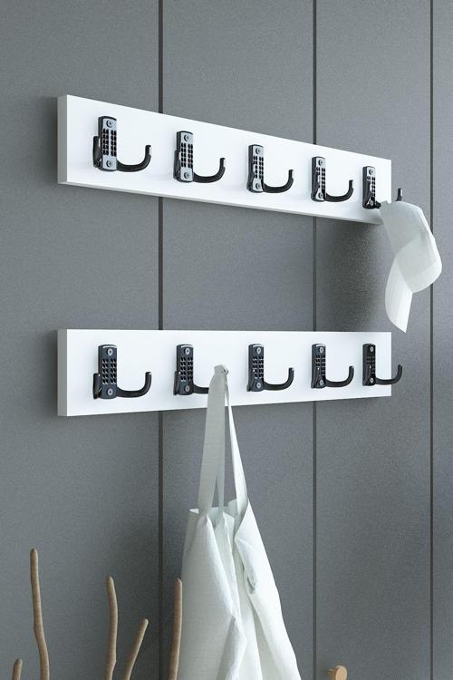 İKİLİ Portmanto Duvar Askılığı Elbise Askılığı Beyaz ASKI-002-1 - 50 cm