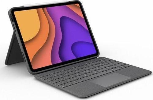 Slim Folio Touch iPad Air 10.9 inç 4. ve 5. Nesil ile Uyumlu Klavyeli Kılıf - Koyu Gri