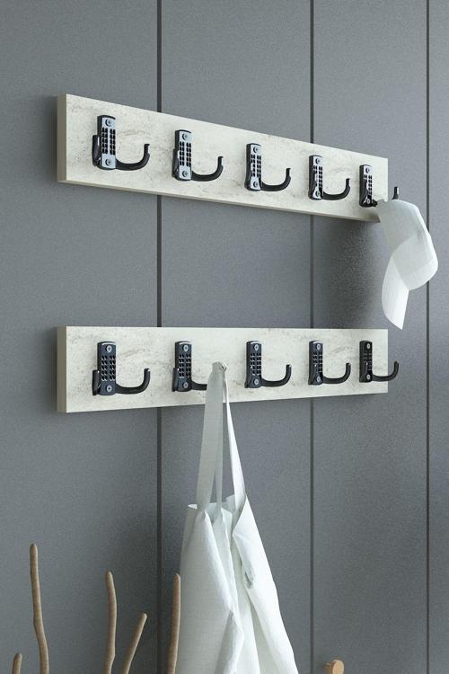 İKİLİ Portmanto Duvar Askılığı Elbise Askılığı Traverten ASKI-002-8 - 50 cm