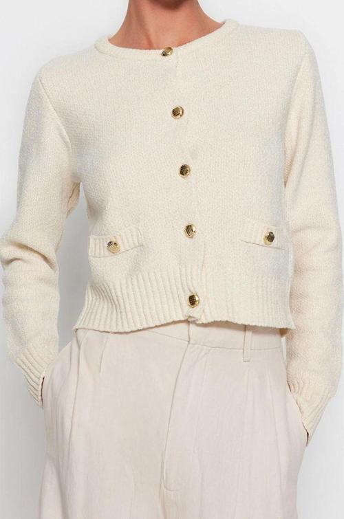 Kadın Modern Tarz Regular Bisiklet Yaka Crop Triko Hırka