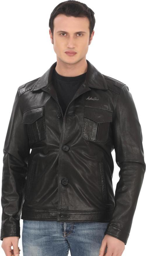 Erkek Hakiki Deri Ceket Siyah Kuzu Derisi Klasik Tarz Düğmeli Ceket Şık Cep Detaylı El Yapımı Rahat 