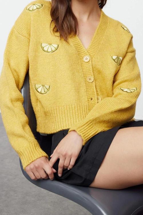 Kadın Modern Tarz Regular V Yaka Regular Triko Hırka