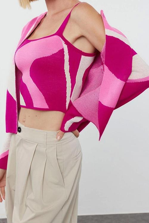 Kadın Modern Tarz Regular Bisiklet Yaka Regular Triko Takım