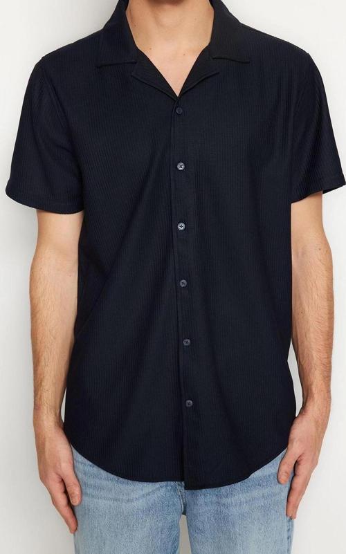 Moda Erkek Apaş Yaka Düz Desen Günlük Regular Fit Apaş Yaka Yazlık Gömlek