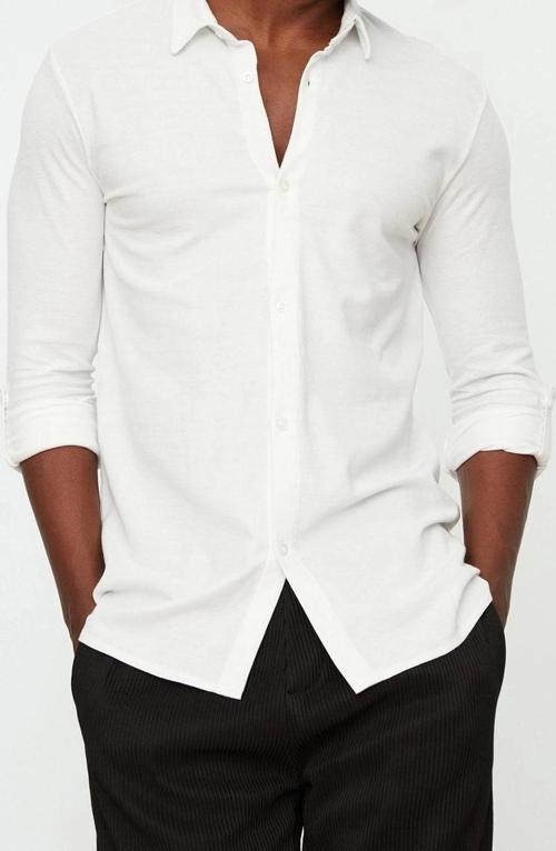 Moda Erkek Gömlek Yaka Düz Desen Günlük Gömlek Yaka Apoletli Örme Pike Gömlek