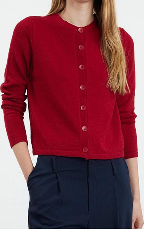Kadın Modern Tarz Slim Bisiklet Yaka Regular Triko Hırka