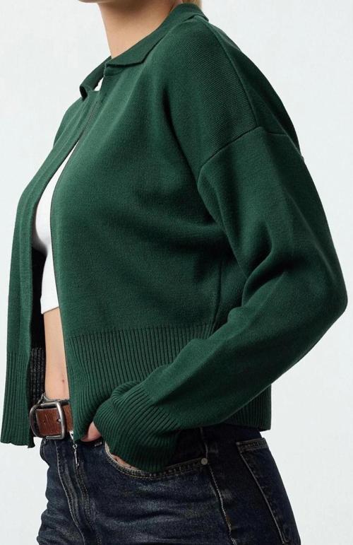 Kadın Modern Tarz Regular Polo Yaka Regular Triko Hırka