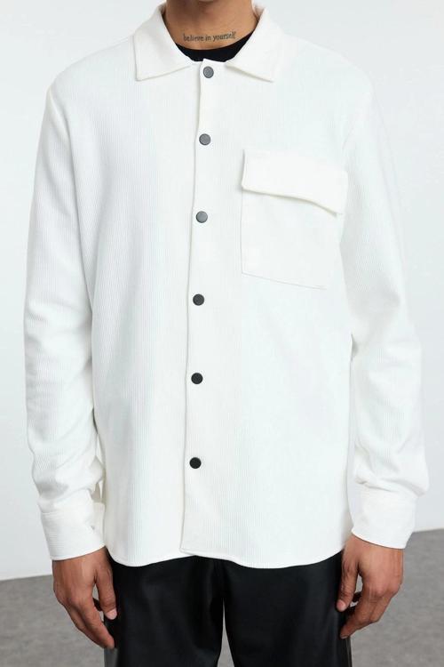 Moda Erkek Günlük Regular Fit Tek Cepli Çıt Çıt Kapamalı Örme Rahat Konforlu Esnek Kumaş Gömlek