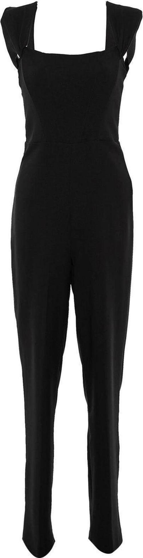 Kadın Moda Düşük Kol Geniş Paça Carmen Yaka Düz Desen Regular Astarlı Balenli Dokuma Tulum