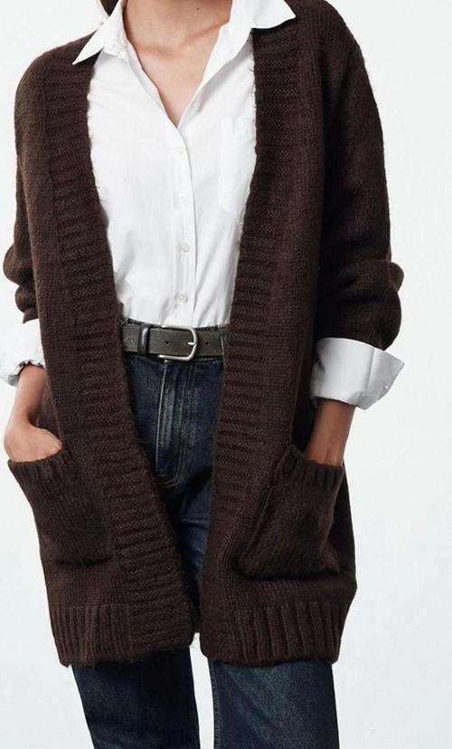 Kadın Modern Tarz Oversize V Yaka Regular Triko Hırka