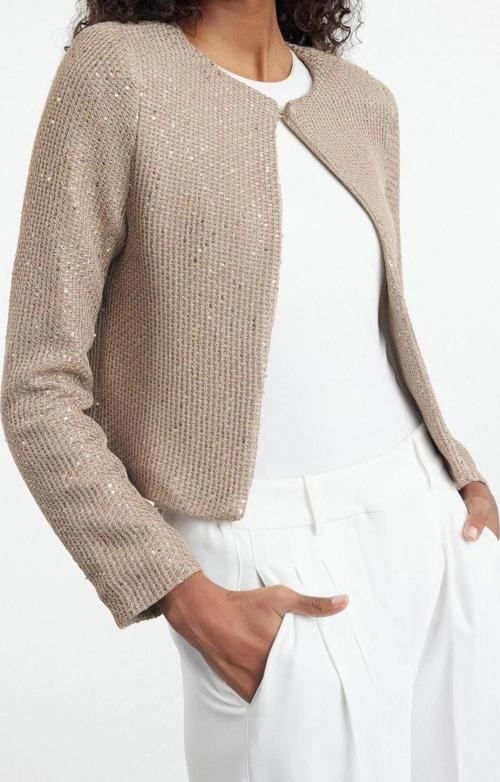 Kadın Modern Tarz Regular Bisiklet Yaka Crop Triko Hırka