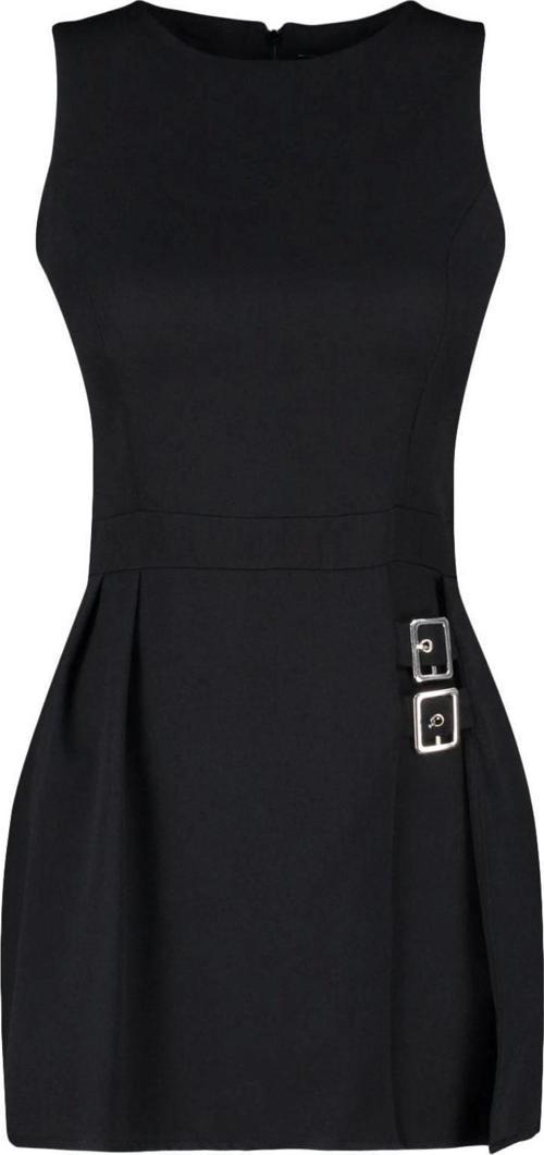 Kadın Moda Standart Kol Geniş Paça Bisiklet Yaka Kısa Mini Şort Etekli Kemer Detaylı Dokuma Tulum