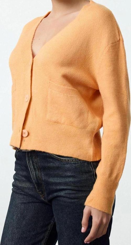 Kadın Modern Tarz Regular V Yaka Crop Triko Hırka