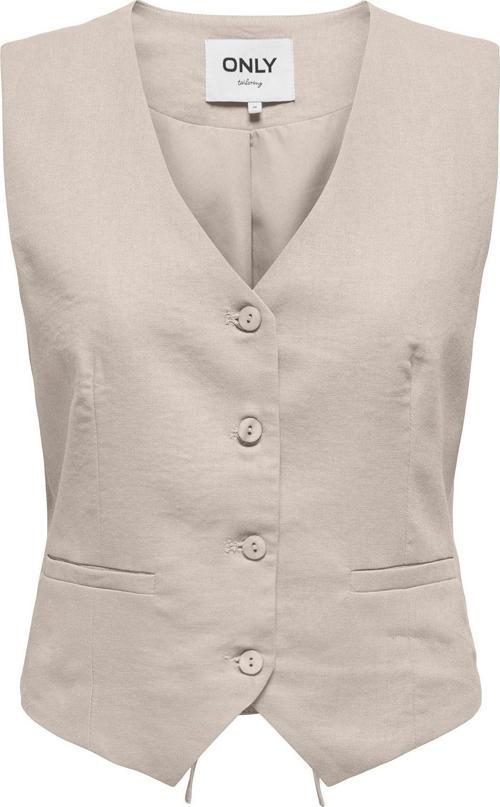 Kadın Keten Karışımlı Regular Fit V Yaka Yelek - 15338714