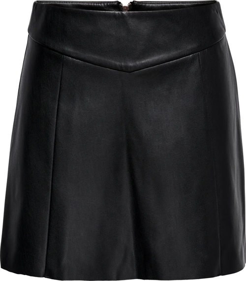 Kadın 100% Polyester Siyah Deri Etek - 15231823