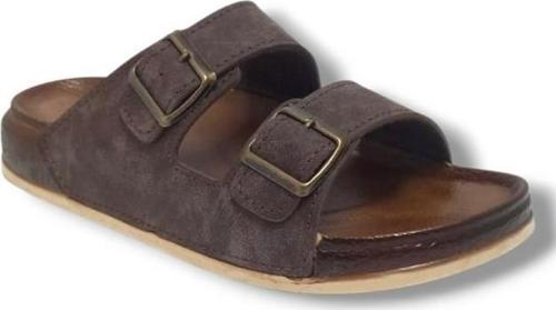 55201-25 Deri Çift Bant Anatomik Terlik 36-40