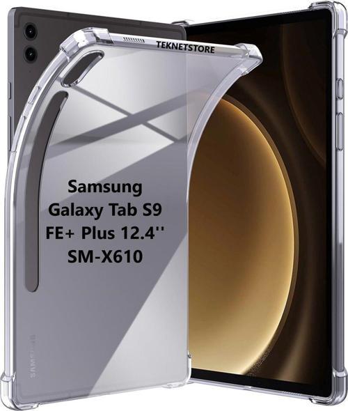 Samsung Galaxy Tab S9 Fe+ Plus 12.4 Inç Tablet Uyumlu Silikon Kılıf Şeffaf Köşe Korumalı Sm-x610