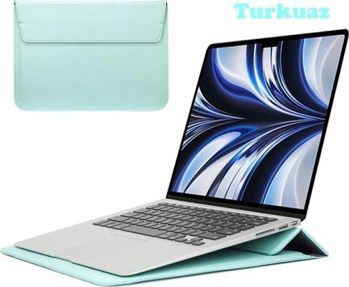 Apple Macbook Pro 14 inç M3 A2992 A2918 Uyumlu Deri Mıknatıslı Çanta Stantlı Şık Tasarım