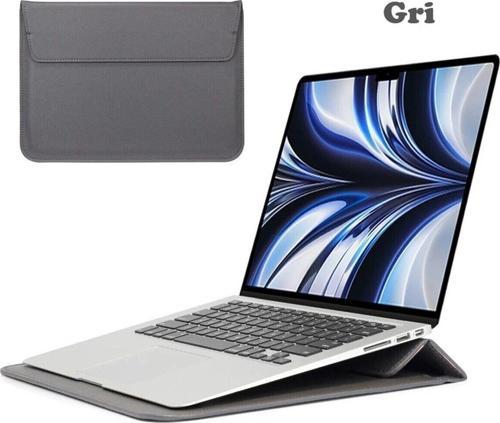 Apple Macbook Pro 14 inç M3 A2992 A2918 Uyumlu Deri Mıknatıslı Çanta Stantlı Şık Tasarım