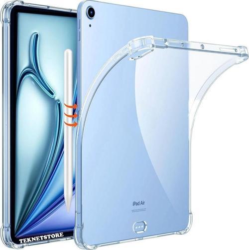 Ipad Air 13" Inç 2024 / 2025 M2 / M3 Kılıf Köşe Korumalı Şeffaf Silikon Kapak Tam Kalıp 