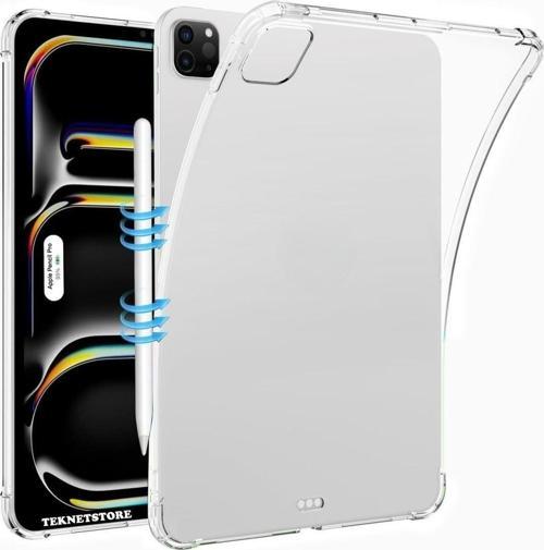 Ipad Pro 11" Inç 2024 M4 Çip Uyumlu Köşe Korumalı Şeffaf Silikon Kılıf Tam Kalıp A2836 A2837 A3006