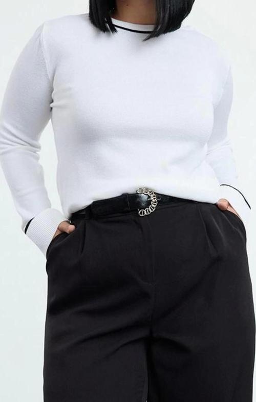 Stil Modern Kadın Uzun Standart Kol Bisiklet Yaka Büyük Beden Çizgili Yumuşak Tuşe İnce Triko Kazak