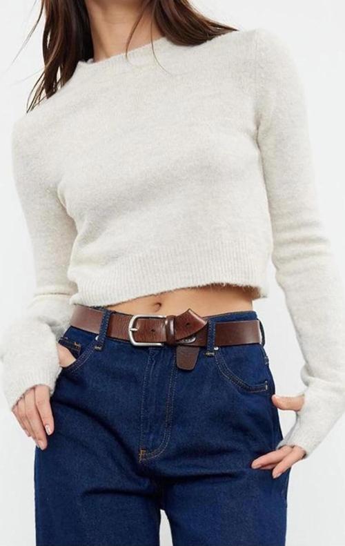 Stil Modern Kadın Crop Standart Kol Bisiklet Yaka Yumuşak Dokulu Triko Kazak