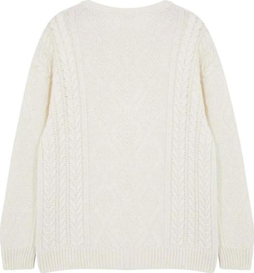 Erkek Modern Tarz Rahat Uzun Bisiklet Yaka Saç Örgü Kol Regular Triko Kazak