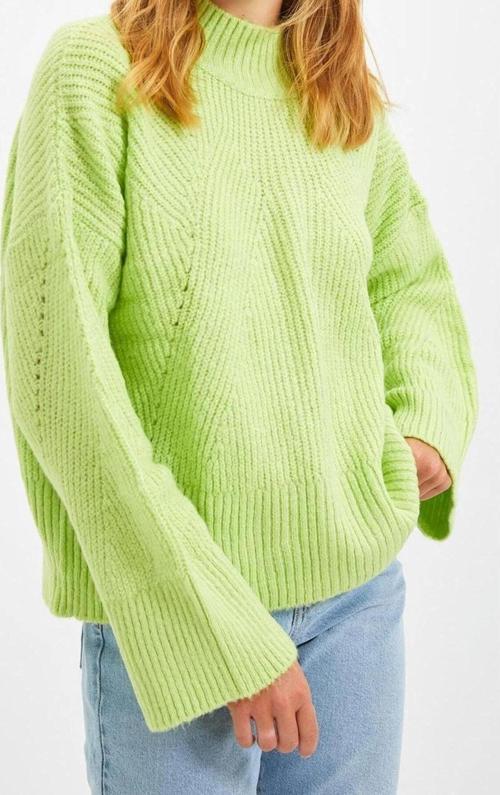 Kadın Modern Tarz Rahat Uzun Dik Yaka Düz Kol Regular Triko Kazak