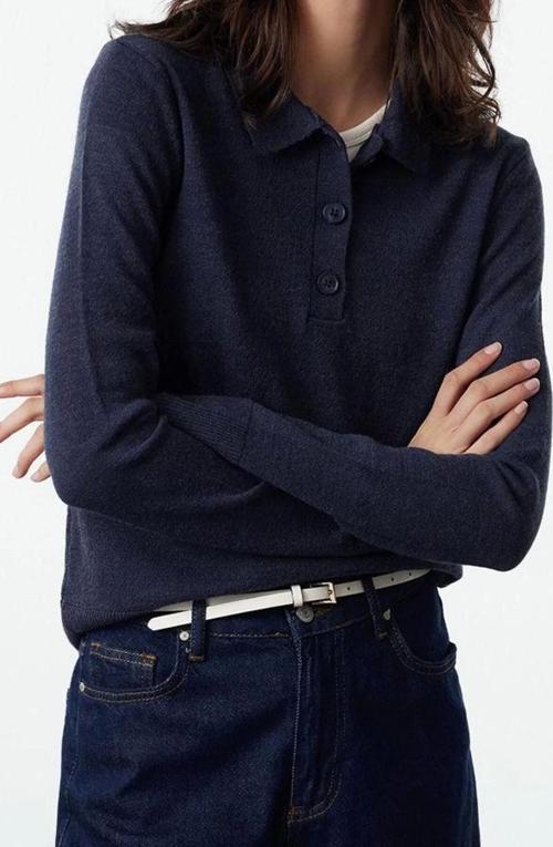 Stil Modern Kadın Regular Standart Kol Polo Yaka Yünlü Triko Kazak