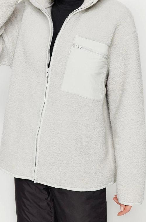 Tarz Oversize Dik Yaka Standart Kol Uzun Polar Fermuarlı Uzun Kol Cep Detaylı Örme Sweatshirt